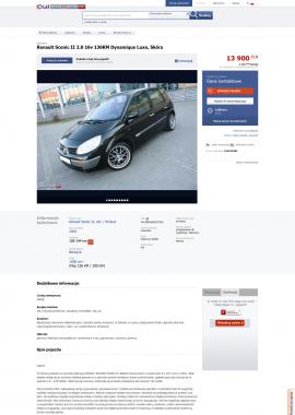 screenshot of http://otomoto.pl/renault-scenic-ii-2-0-16v-136km-dynamique-luxe-skora-C36474982.html