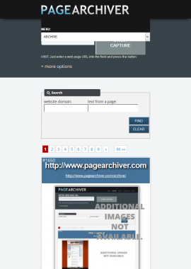 screenshot of http://www.pagearchiver.com/archive/