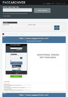 screenshot of http://www.pagearchiver.com/archive/