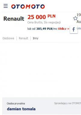screenshot of https://www.otomoto.pl/oferta/renault-sprzedam-oryginalna-r5-gt-turbo-unikat-ID6zCLhL.html